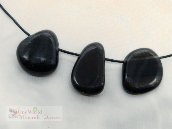 Lamellenobsidian, gebohrt, 3 Stk